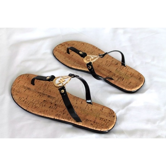 Michael kors sandals cork jelly thong black gold - Picture 5 of 6